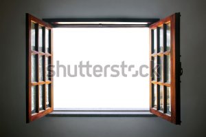Фотообои Широко открытыми деревянными окно с пустым пробелом посередине